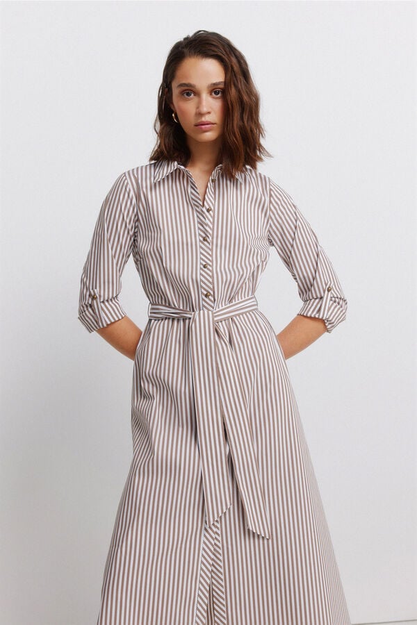 Springfield Shirt midi dress nude