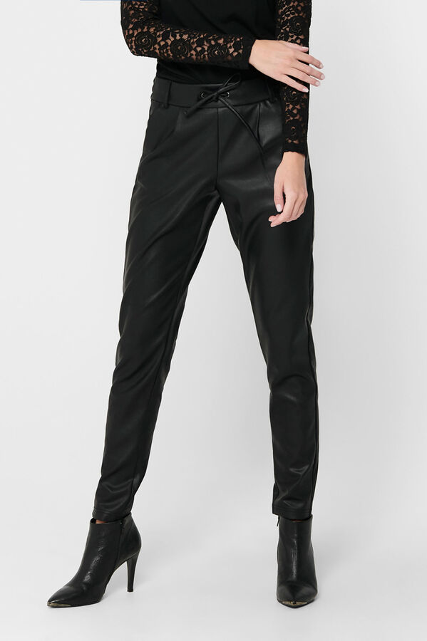 Springfield Faux leather drawstring trousers crna