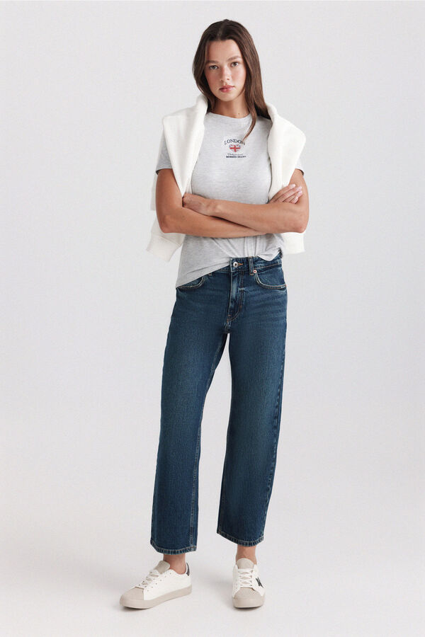 Springfield Straight cropped jeans blue
