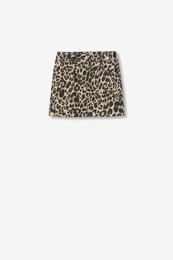 Tiffosi Young Leopard print denim skirt-pants Crna