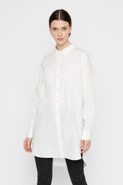 Springfield Camisa básica larga calidad popelín blanco