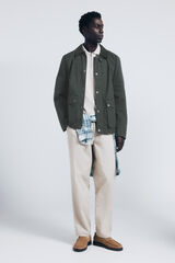 Springfield Parka curta de gola veludo Caqui escuro