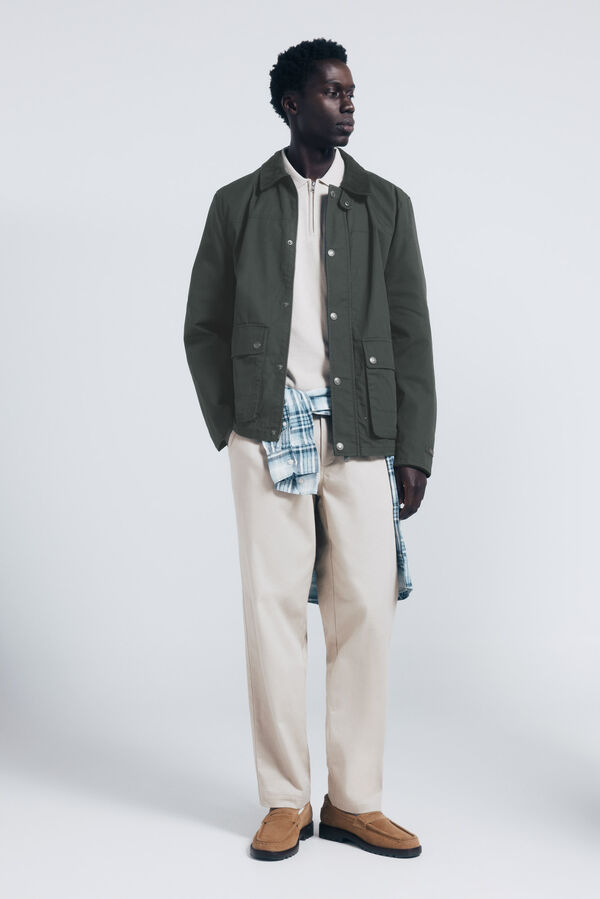 Springfield Parka curta de gola veludo Caqui escuro