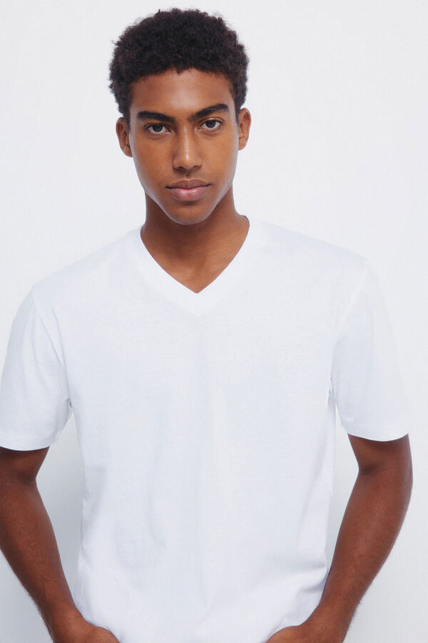 Springfield Essential V-neck T-shirt white