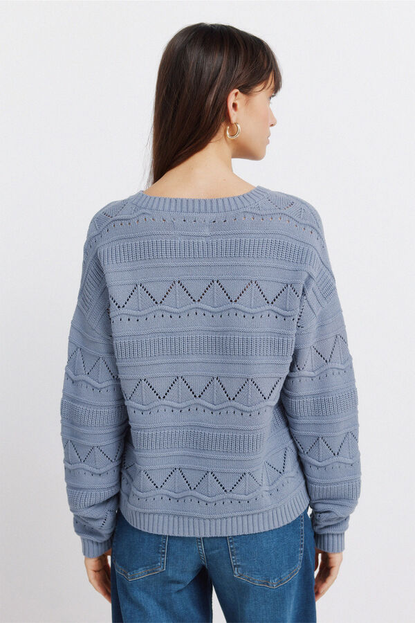 Springfield Pointelle jersey-knit jumper blue