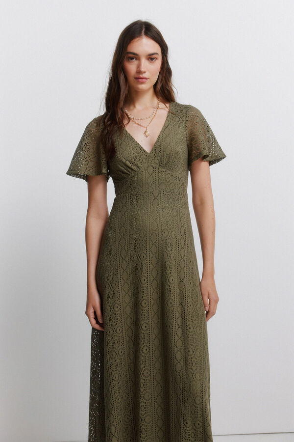 Springfield Embroidered midi dress printed