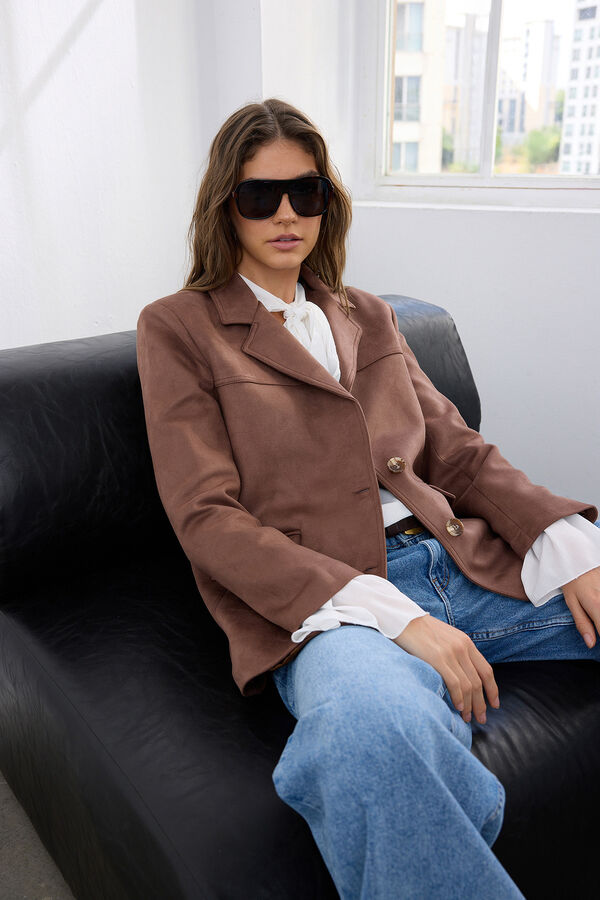 Trendyol Blazer efecto ante marr&oacute;n
