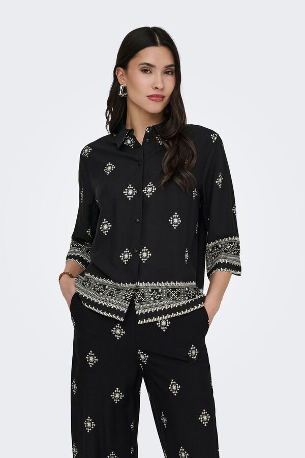 JDY Camisa manga ancha 3/4 negro