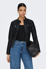 Only Vegan leather biker jacket Crna