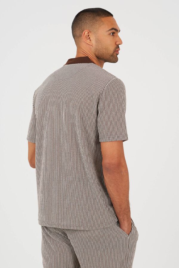Brave Soul Striped short sleeve polo shirt nude