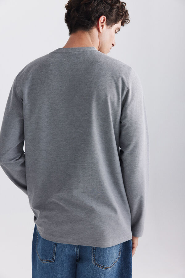 Springfield Piqu&eacute; oxford long sleeve T-shirt black