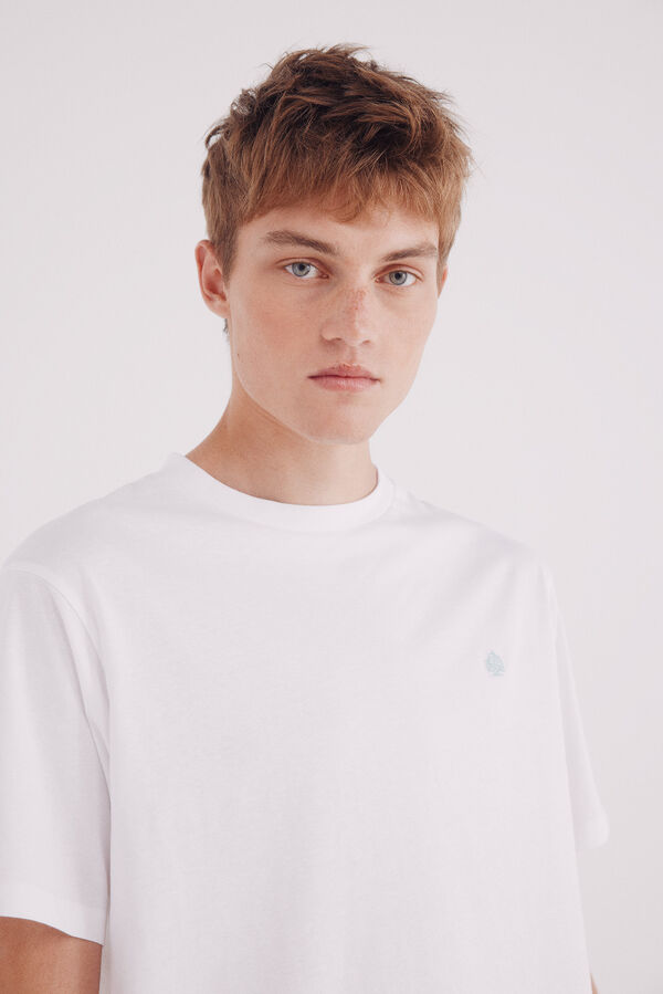 Springfield Camiseta básica com gola redonda branco