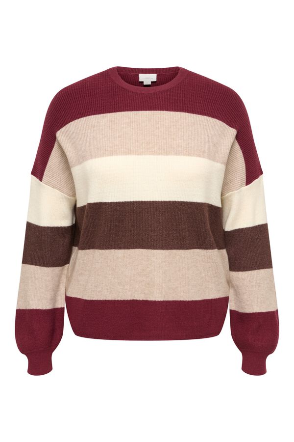 Only Carmakoma Striped plus size jumper brown