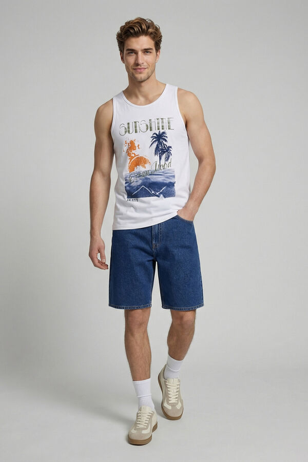 JJ REBEL Printed vest top white