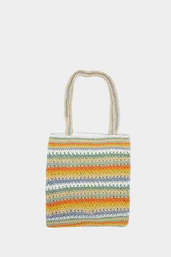 Springfield Striped Crochet Shopper Bag dark gray