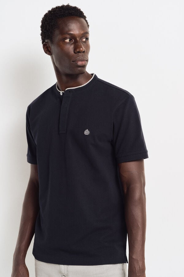 Springfield Polo piqué col mao slim fit navy