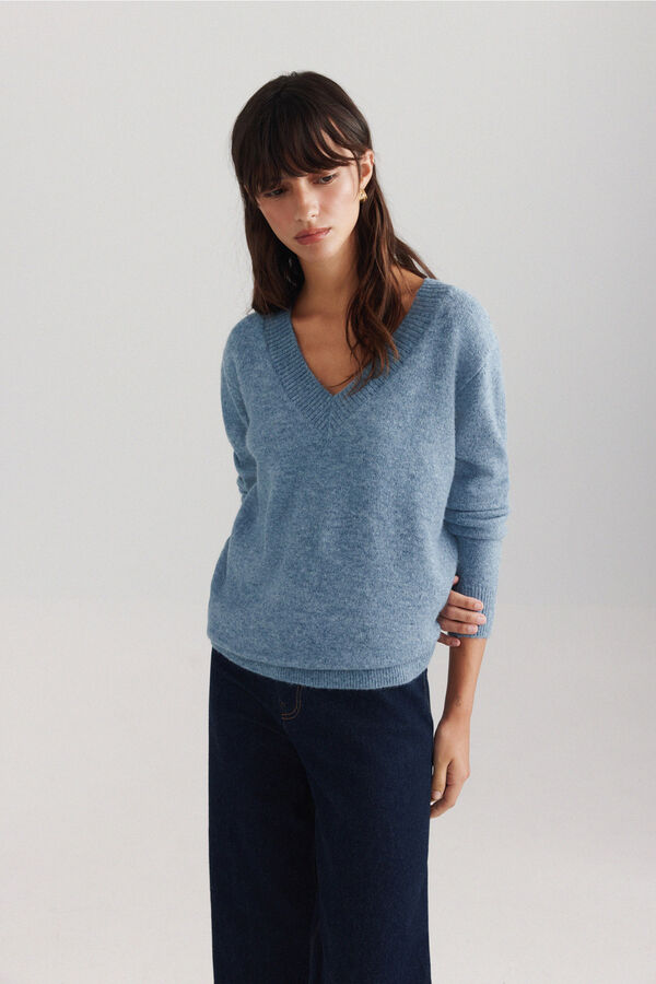 Springfield Oversize V-neck jumper blue