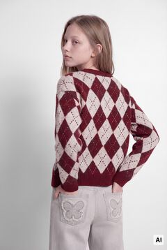 Springfield Kids L&aacute;nyka rombuszmint&aacute;s pul&oacute;ver
