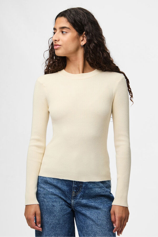 Pieces Schmal geschnittener Feinjersey Grau