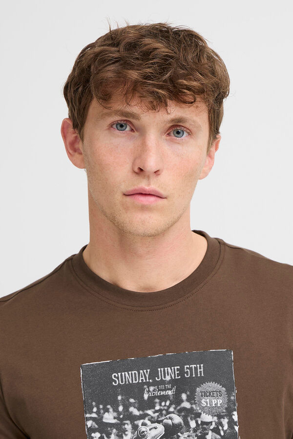 Blend Camiseta manga corta gr&aacute;fica tostado