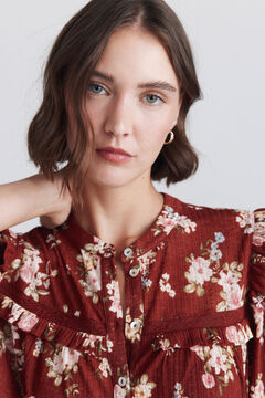 Springfield Printed ruffle lace blouse