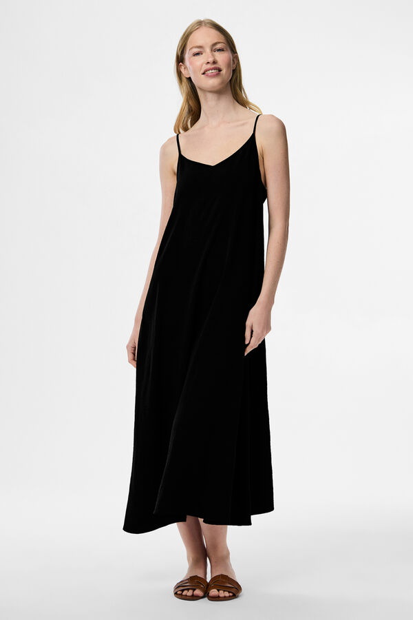 Pieces Vestido midi tirantes negro