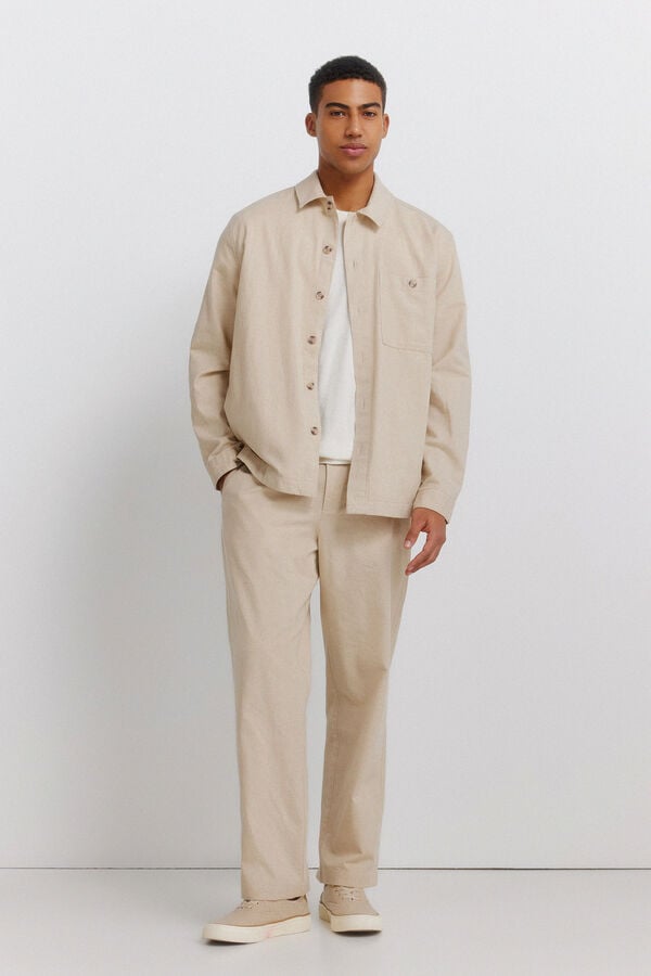 Springfield Linen overshirt with pocket grey