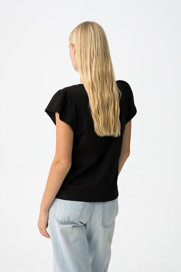Tiffosi Camiseta con Volantes Texturizados negro