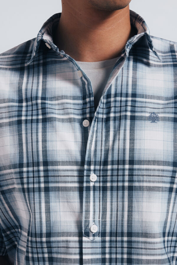 Springfield Camisa algodón slub cuadros azul