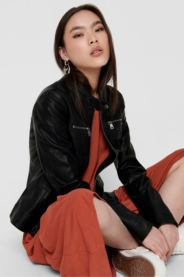 Only Biker dzseki vegán bőrből fekete