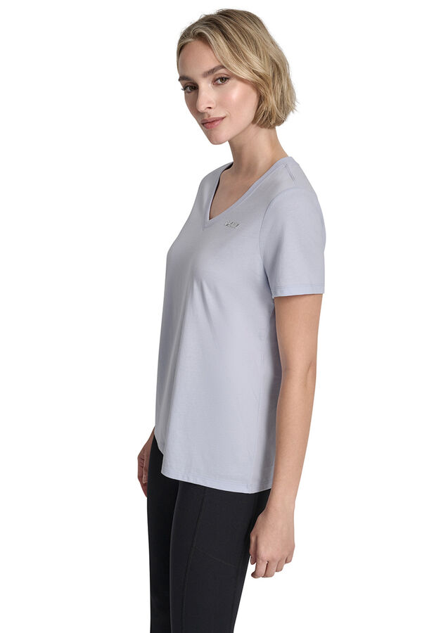 DKNY V-neck short sleeve T-shirt blue
