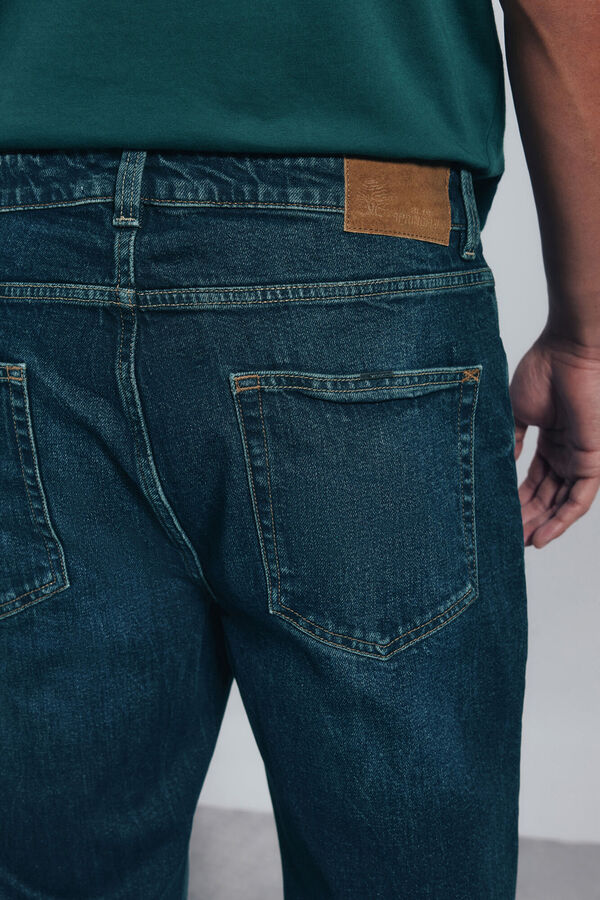 Springfield Tamne farmerke standardnog farmerke sa izlizanim ivicama Tirkizna