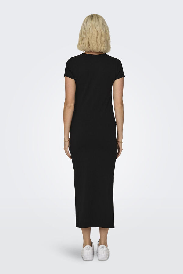 Springfield Long dress with round neck black