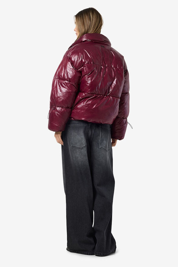 Noisy May metallic quilted coat pink