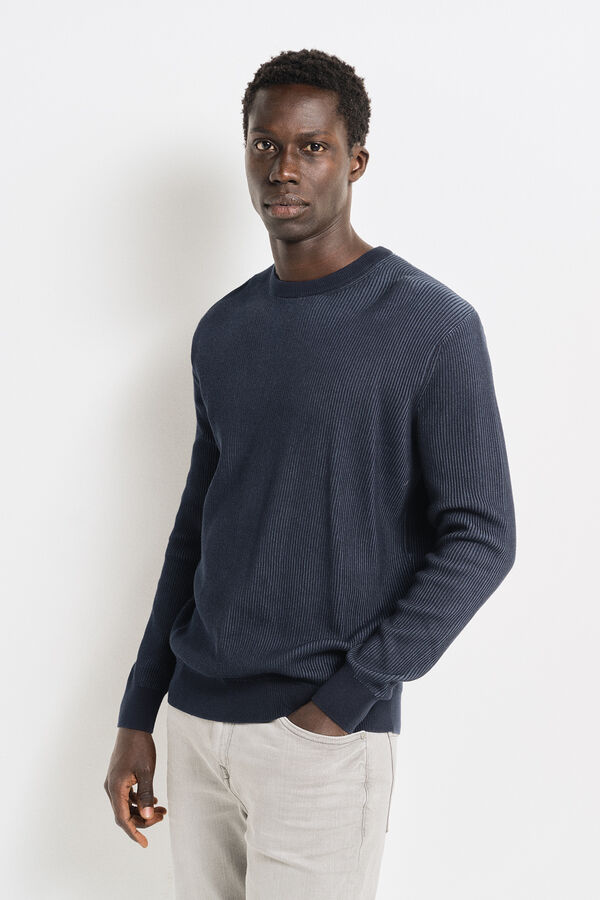 Springfield Two-tone textured jumper indigo blue