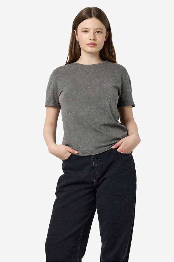 Noisy May Linen look T-shirt grey