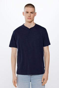Springfield Henley neck T-shirt blue