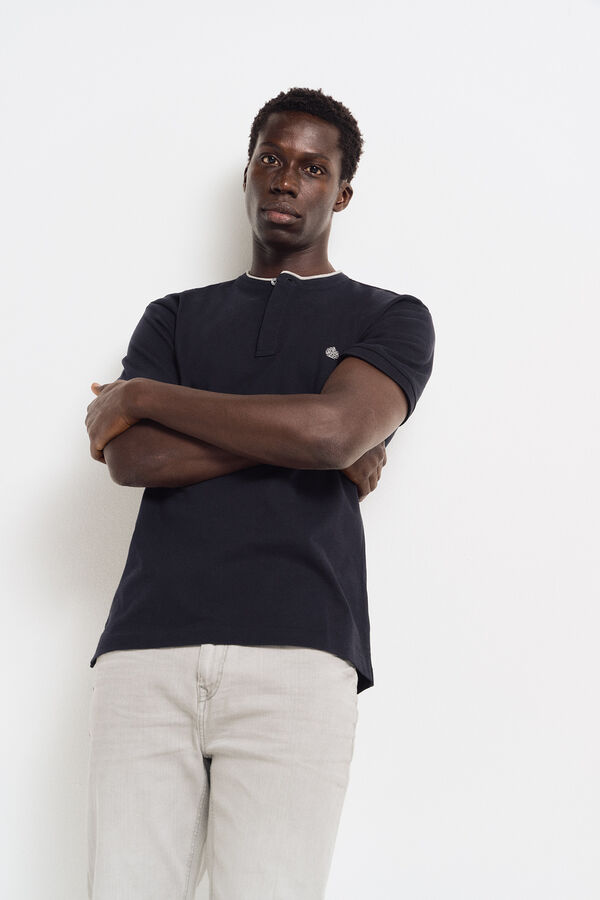 Springfield Polo piqué col mao slim fit navy