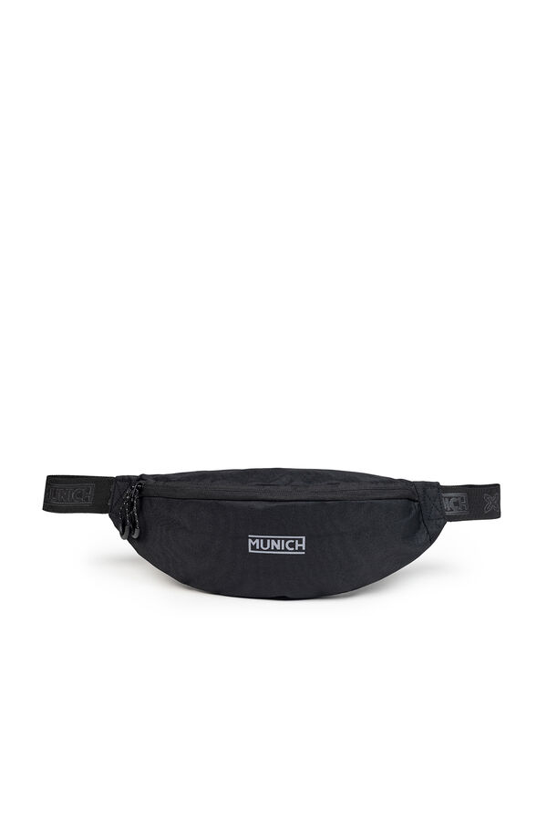 Munich Bolsa de cintura m&eacute;dia com fecho de correr. preto