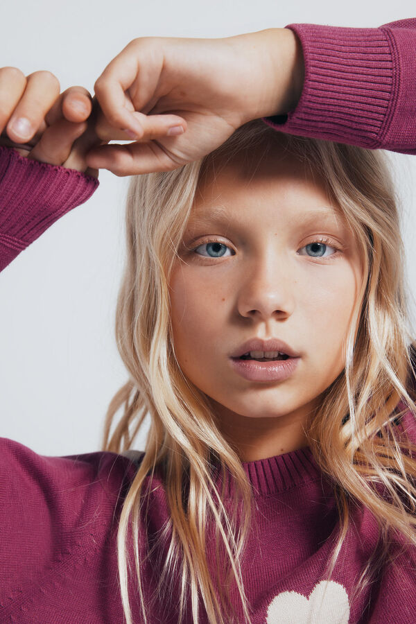 Springfield Kids Džemper sa srcima za devojčice Roze