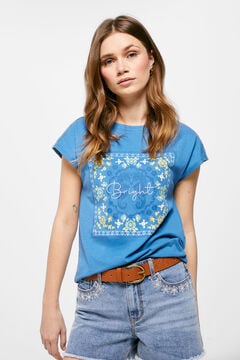 Springfield Camiseta Gráfica Hombros Crochet azul medio