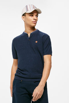 Springfield Jersey-knit mandarin collar polo shirt navy