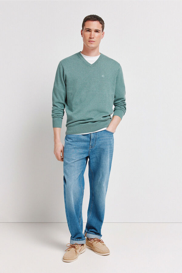 Springfield Basic V-neck logo jumper Springfield blue