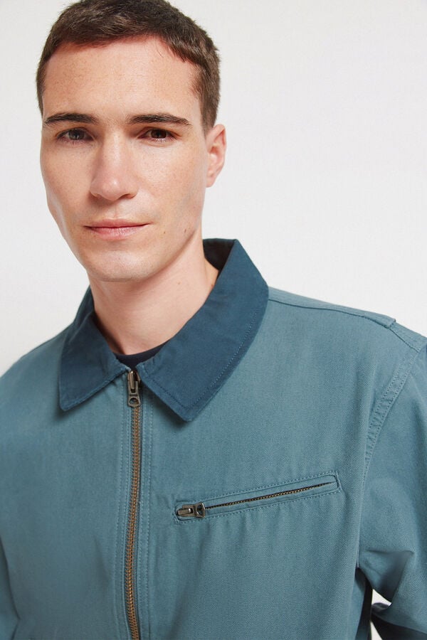 Springfield Cotton contrast washed jacket blue