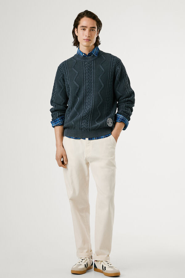 Pepe Jeans Round Neck Braided Sweater blue