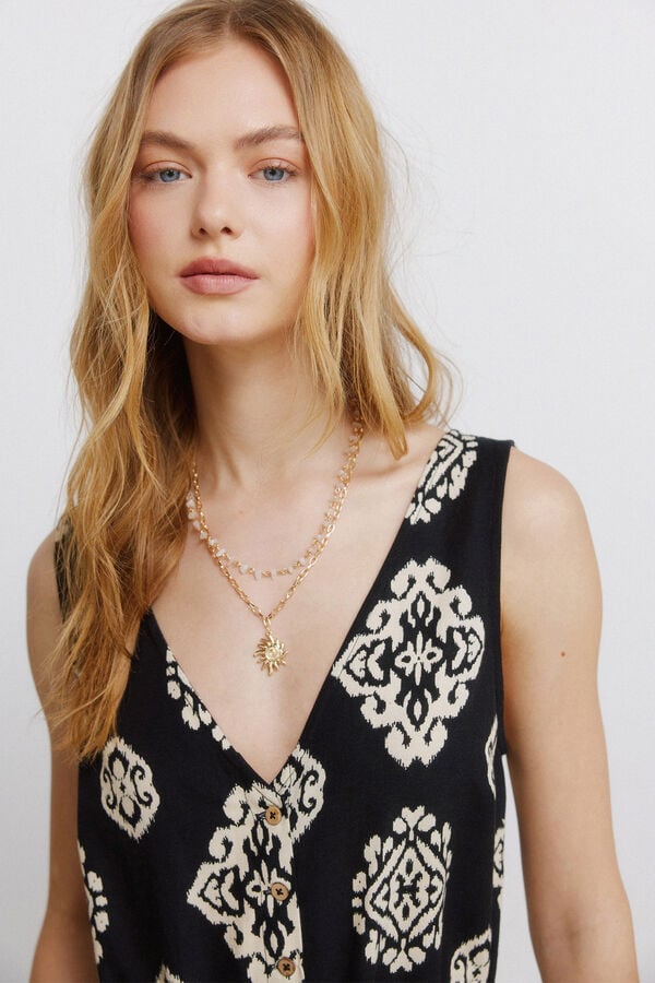 Springfield Printed sleeveless jumpsuit black