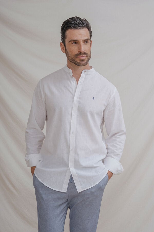 Celopman Flam&eacute; mandarin collar shirt white