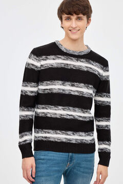 Springfield Striped twisted yarn jumper black
