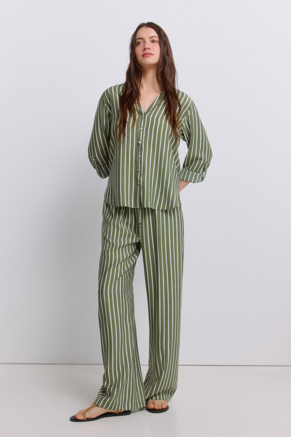 Springfield Wide fluid long trousers printed