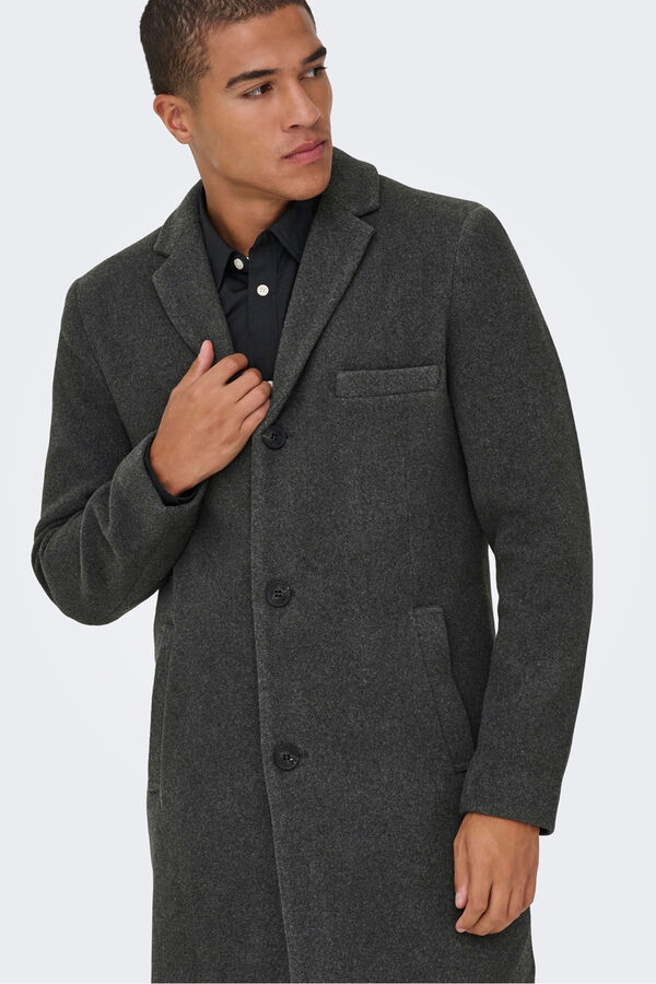 Only & Sons Abrigo de pa&ntilde;o lana gris